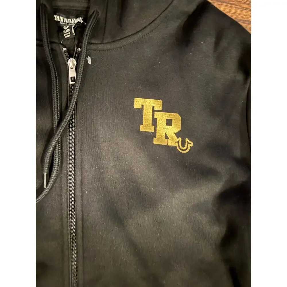 True Religion Men's XL Full Zip Gold Foil Buddha Hoodie Sweatshirt NWT $119